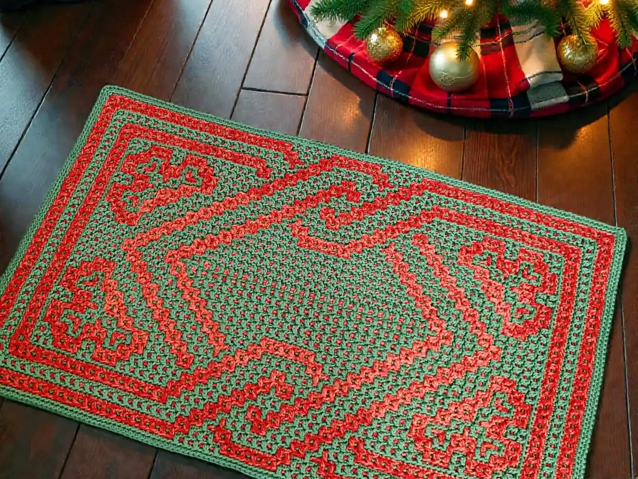 Christmas Mosaic Crochet Rug Pattern – Free Chart Download - DIY Education