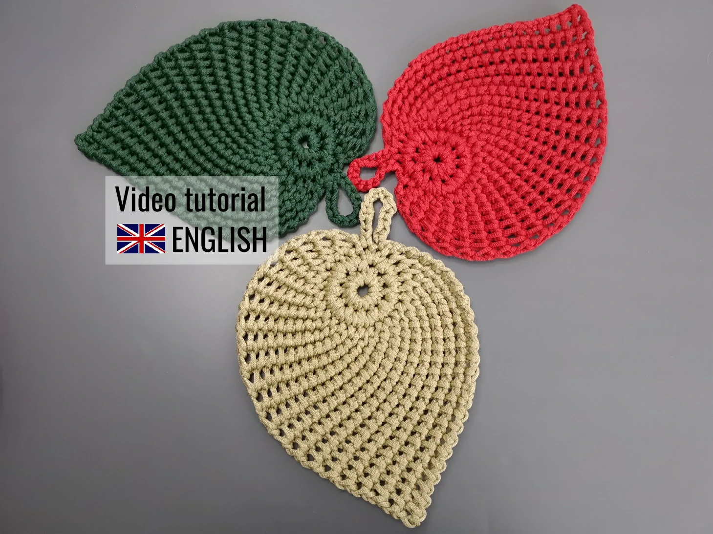 Crochet leafshaped placemat In English (free video tutorial) DIY Education